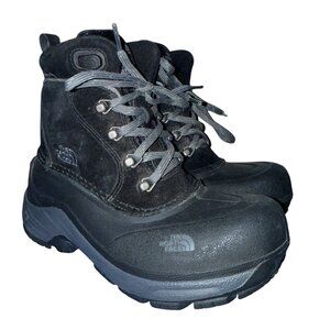 The North Face Heat Seeker Winter Snow Boots Boys 3 Black Leather Waterproof